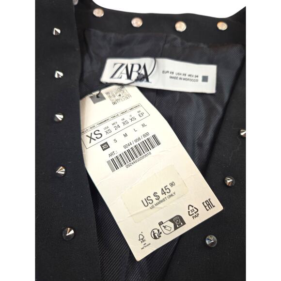 Zara | Black, Silver Studded Vest | Size XS - Picture 7 of 10